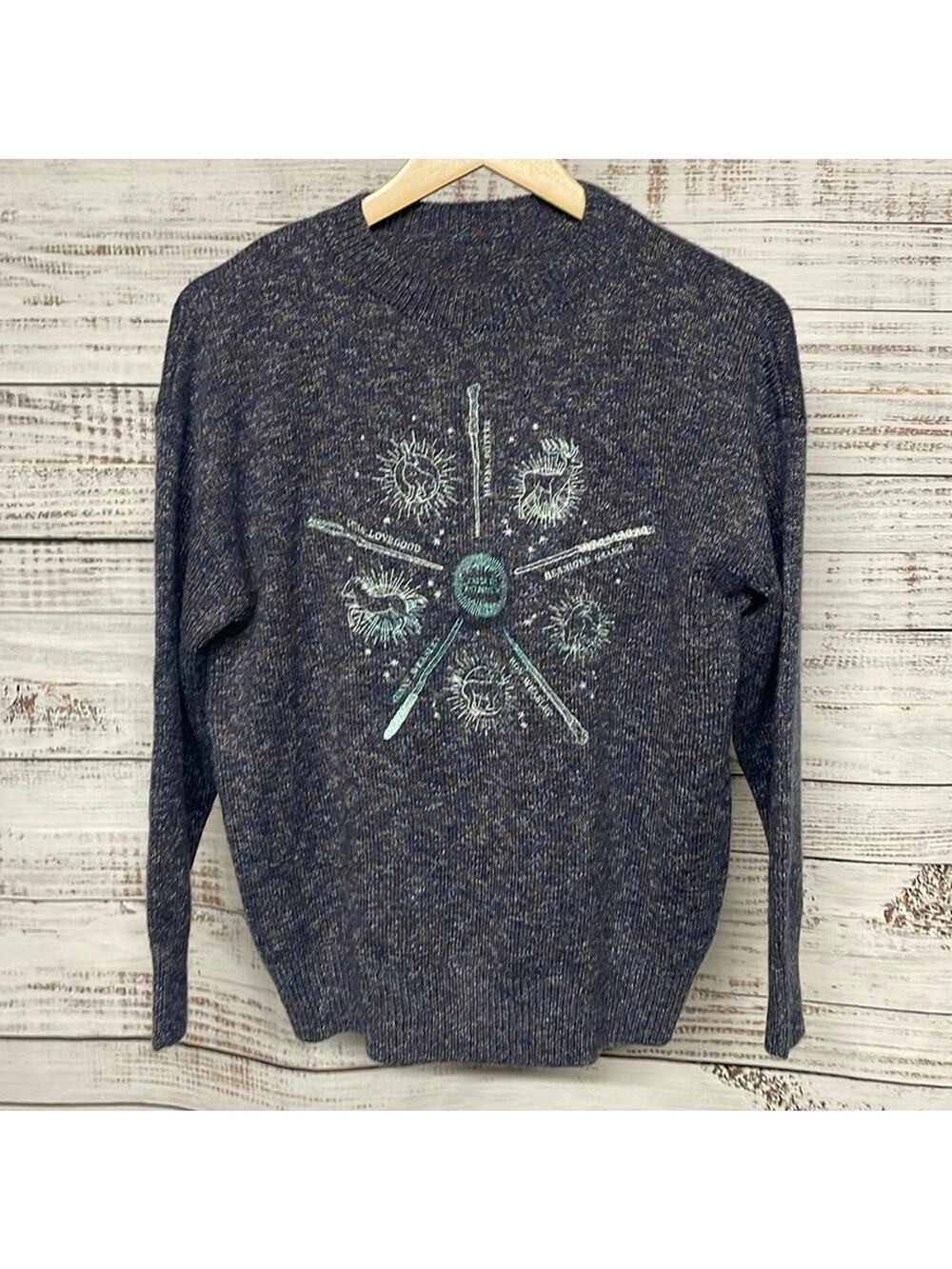 Harry Potter Patronus Knit Embroidered Sweater- Rare! Blue Medium